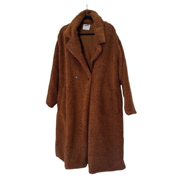 Old Navy Sherpa 2x women’s Teddy Bear Long Coat Fuzzy Plush Soft - Picture 1 of 7